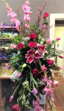 Pink Mix With Tulips Standing Spray