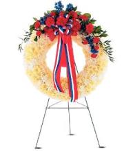 Patriotic Memorial Wreath on a Stand