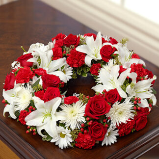 Red & White Cremation Wreath