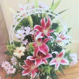 Pink Stargazer Mixed Funeral Basket