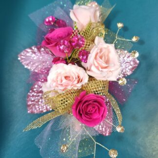 Mixed Pink Roses Upgraded Wristlet