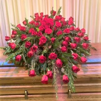 Large Red Rose Casket Cover
