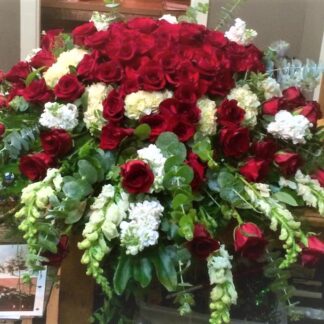 Large Red and White Casket Cover