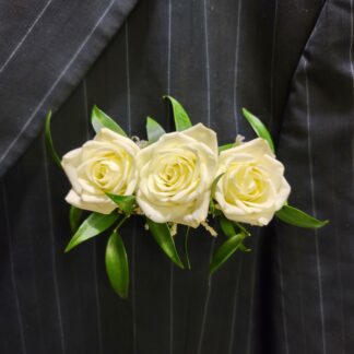 White Spray Roses Pocket Boutonniere