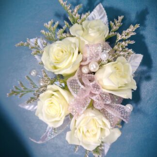 White Rose Linear Upgraded Wristlet Corsage