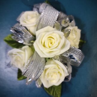 White Rose Circular Wristlet Upgraded