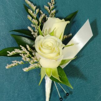 White Spray Roses Boutonniere