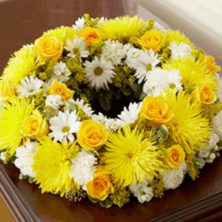 Yellow & White Cremation Wreath