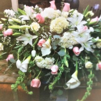Large Pink and White Casket Cover