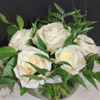 Half Dozen White Rose Pave