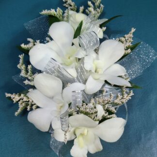 White Orchids Linear Wristlet Corsage
