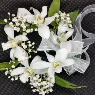 White Orchids Flower Bracelet Corsage