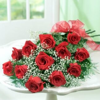 Long Stem Dozen Red Roses Wrapped
