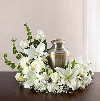 White Modern Cremation Wreath