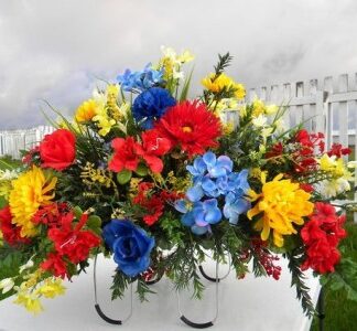 Seasonal Silk Headstone Flowers