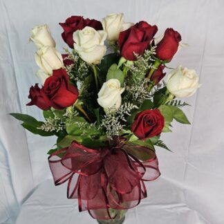 Dozen Red & Dozen White roses