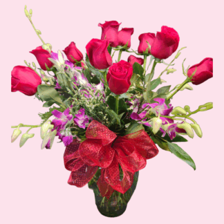 Red Roses & Purple Orchids