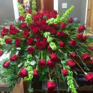 Large Modern Red Roses Casket Cover