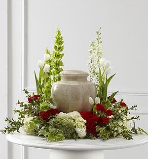Red & White Modern Cremation Piece