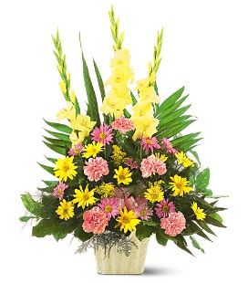 Pink & Yellow Funeral Basket