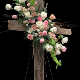 Pink & White Rugged Cross