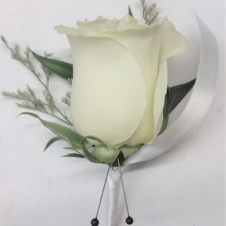 White Single Rose Boutonniere