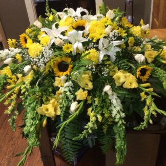 Yellow and White Casket Cover
