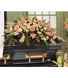 Peach Colored Casket Spray