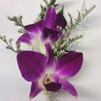 Double Purple Orchids Boutonniere