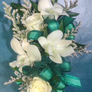 White Orchid & Rose Wristlet