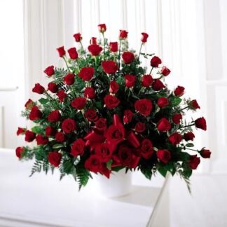 Red Rose Funeral Basket