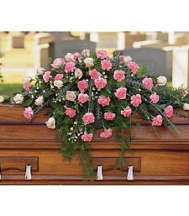 Pink Rose & Carnation Casket Cover