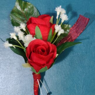 Silk Colorful Double Rose Boutonniere