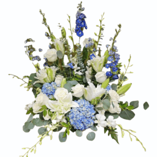 Blue and White Cremation Wreath