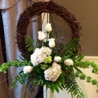 Grapevine Wreath with White Flowers