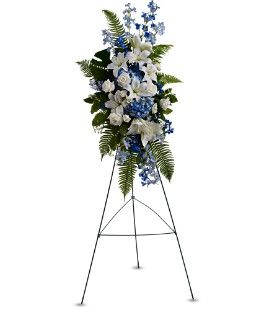 Blue & White Spray on a Stand
