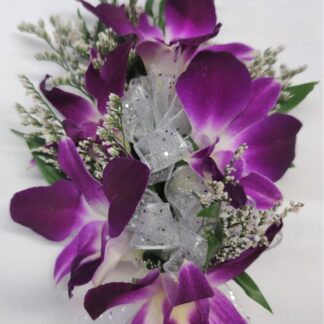 Purple Orchids Linear Wristlet Corsage