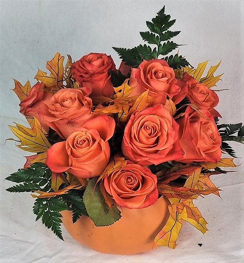 Dozen Roses in a Pumpkin