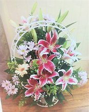 Pink Stargazer Mixed Funeral Basket