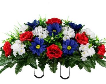 Patriotic Silk Headstone Flowers