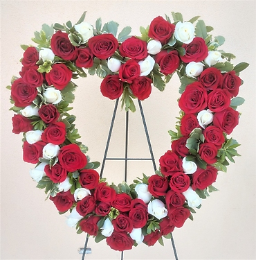 Red and White Rose Open Heart
