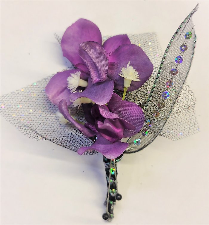 Double Purple Orchids Boutonniere