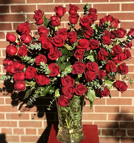 5 Dozen Red Roses in a Vase