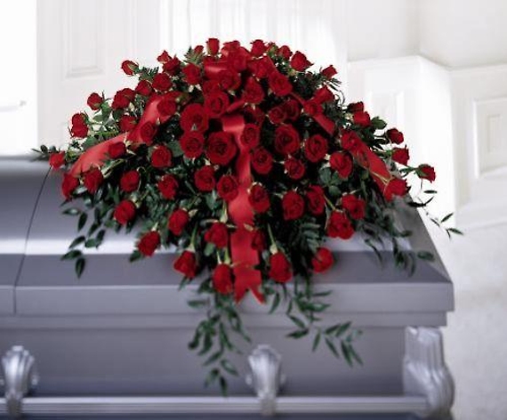 Large Red Rose Casket Cover