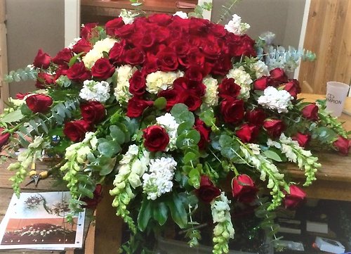 Large Red and White Casket Cover