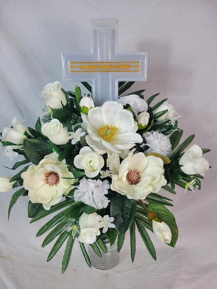 Solar Cross White Silk Graveside
