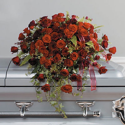 Shades of Red Roses Casket Cover