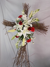 Red & White Grapevine Cross