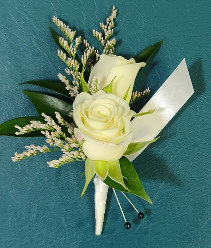 White Spray Roses Boutonniere