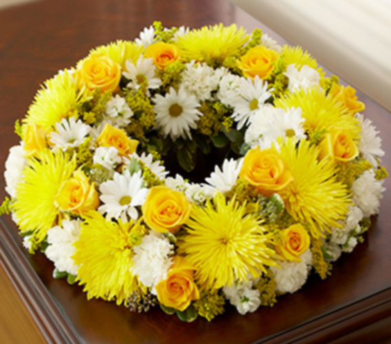 Yellow & White Cremation Wreath